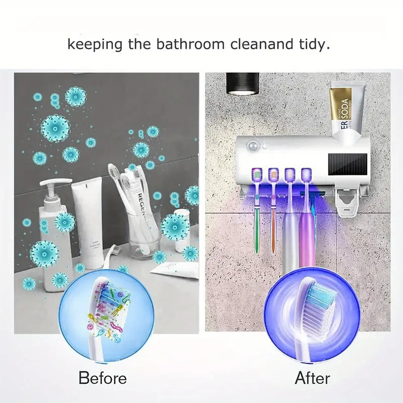 white black toothbrush holder wall toothbrush holder toothbrush holder set with 4 slots and 1 automatic toothpaste dispenser for ladies family bathroom accessories Product details 4