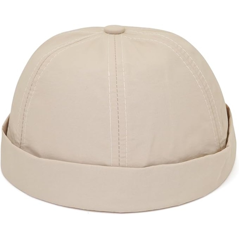 TEMU Men's Quick-dry No-brim Cap, Summer Beret, Sailor-style Dome Hat, Lightweight Adjustable Hat, No-brim Style
