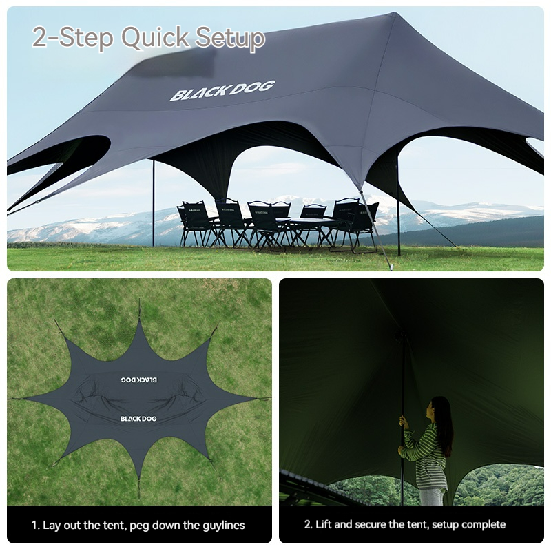 Black Dog Tarp Tent Outdoor Sunshade, Quick Setup