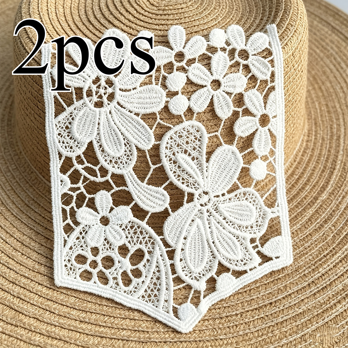 TEMU 2-pack Lace Pocket Embroidered Decorative Patches Retro Hollow Clothing Ruffles Trims Clothing Modification Pocket Stickers