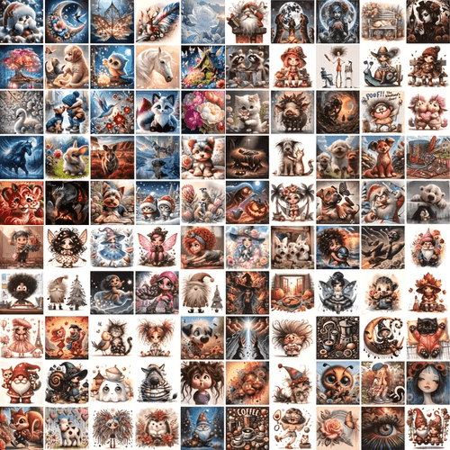 100 sets of random 2d diy diamond painting kits featuring landscape and animal themed circular diamond embroidery frameless art canvas circular diamonds decor vibrant floral patterns adorable animals