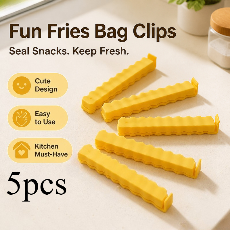 TEMU Lot de 5 pinces de fermeture pour sacs de frites, pinces de créatif, fermetures hermétiques réutilisables pour sacs de , snacks, pain, pinces de