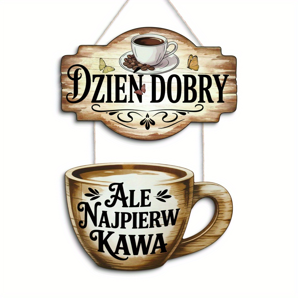 TEMU 2d Flat, 2d Flat Putuo Decor 1pc Polish Wooden Hanging Sign Decor, Ale Najpierw , Wall Art Decoration For Coffee Shop, Gift For Halloween,