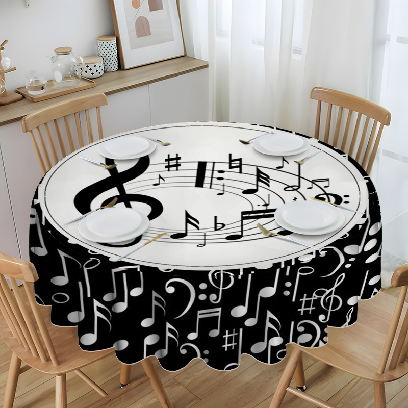 

1pièce Nappe Imprimée Avec Un Motif de Note Et Élégante Pour La Décoration de La Table À Manger de À Domicile, Réutilisable Pour La Décoration de Scène de Fête Et de Festival Intérieur Et Extérieur.