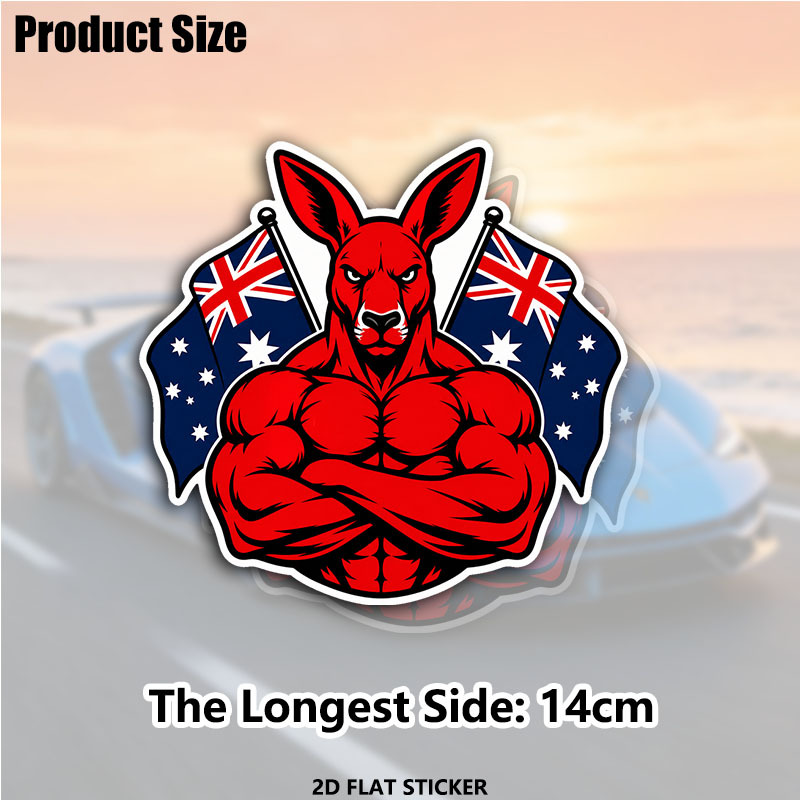TEMU 2pcs 5.5inch Australian Kangaroo Flags Car Stickers, For Cars Trucks Windows Laptops Water Bottles Tumblers Helmets Coolers, Waterproof Vinyl