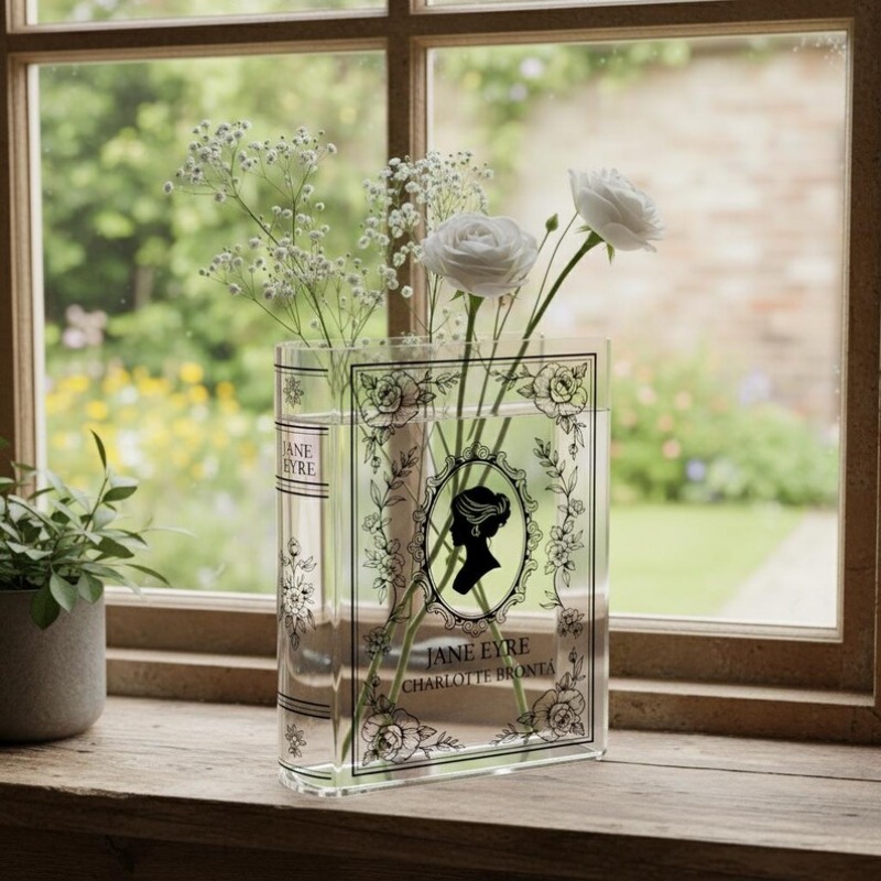 TEMU 1pc Acrylic Book Vase Suitable For - Literary Flower Vase, Book-shaped Decorative Vase For, Desk Or Shelf, Gift For Book Lovers, Compatible With