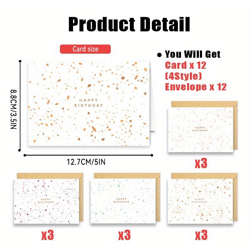 24pcs Set Of Birthday Greeting Cards With Envelopes, Suitable For Occasions Including Birthdays, Holidays, Weddings, And More, Perfect For