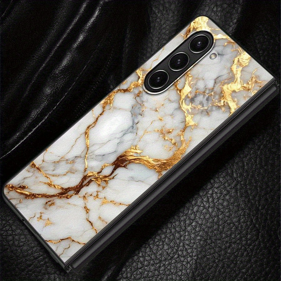 TEMU Phone Case - Case With White Golden Branches, Compatible With For For Galaxy Z Fold Series Including , Z Fold3, Z , Z Fold4, And