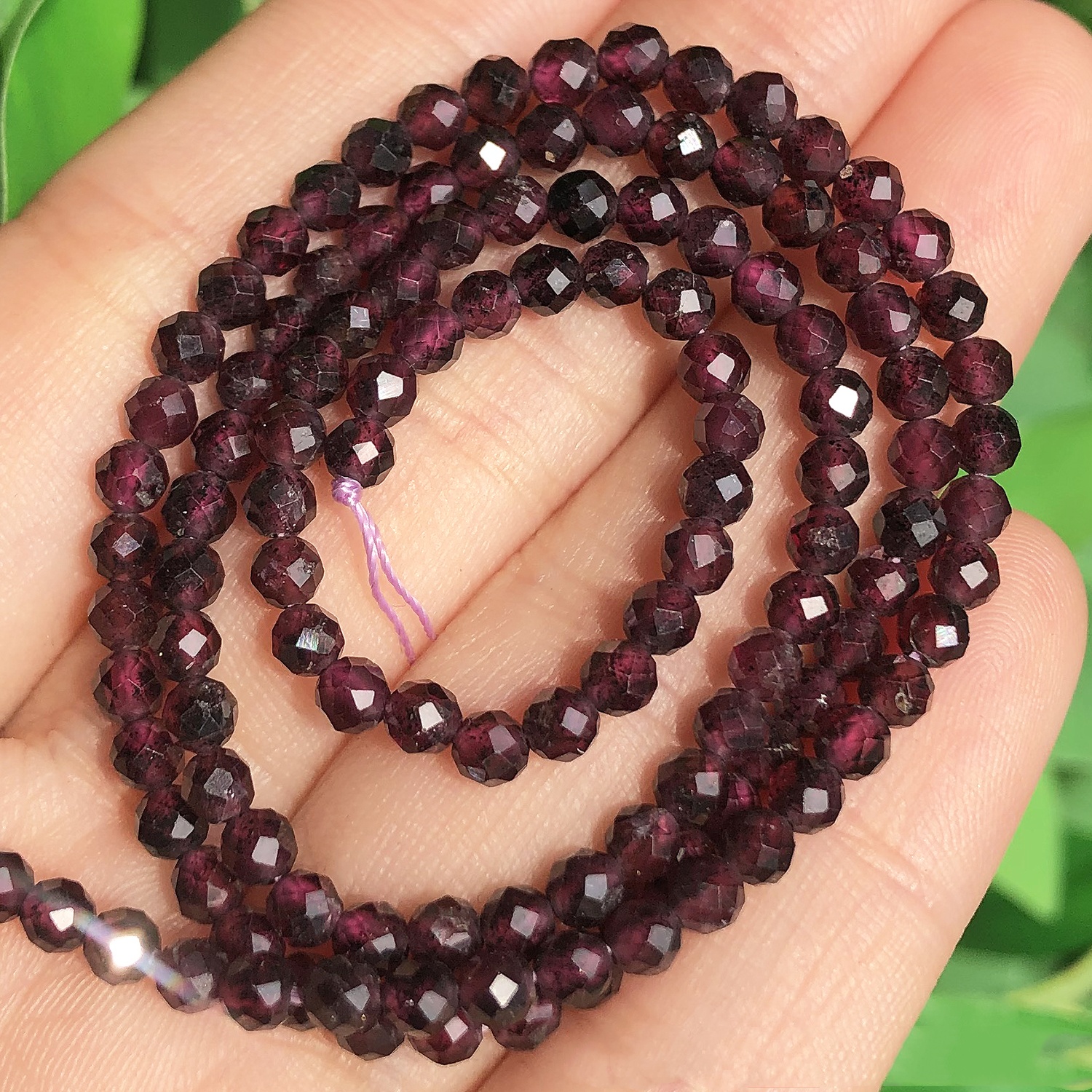 2/ 3mm Natural Stone Deep Purple Garnet Beads, Elegant Loose Beads, For Making Bracelets, Necklaces, Earrings, Handicraft Accessories, Women's Gifts