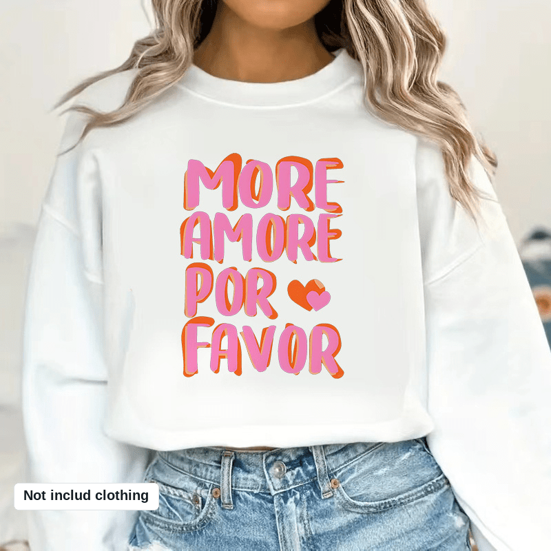 TEMU 3pcs More Amore Heat Transfer Stickers, Diy Iron-on Appliques, T-shirt Making, Pillow Decoration - , Durable, Washable Plastic Diy Stickers,
