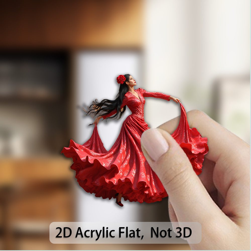 TEMU 1 Imán de Bailaora de Flamenco Española - Figura Femenina Ultrarealista con y de Falda Dorada, de Acrílico y Goma, Adecuado para Decoración de
