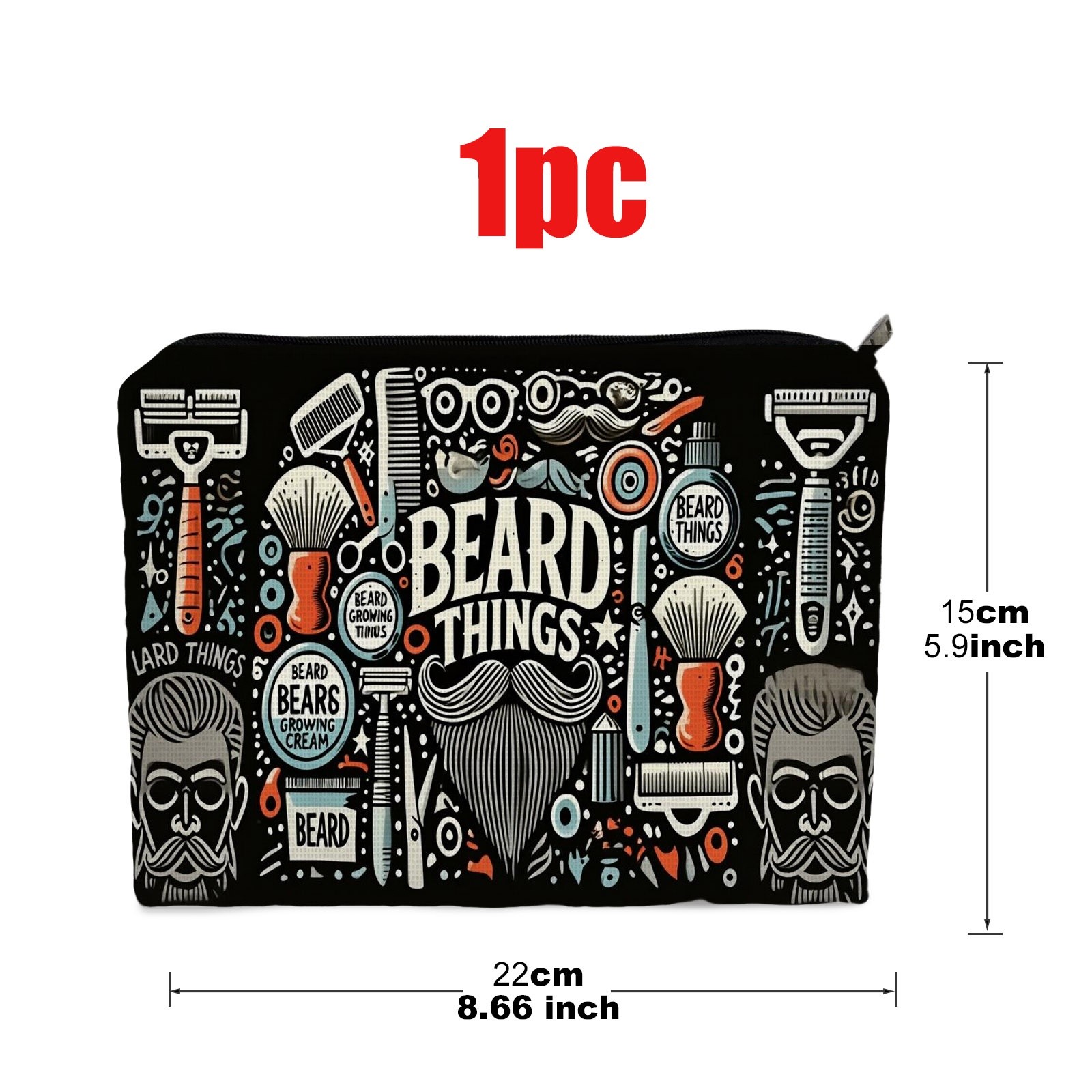 TEMU Trousse de maquillage 1 pièce double face sur le thème de , 5.9in*8.66in, en polyester, motif graphique rétro et ludique lié au toilettage,