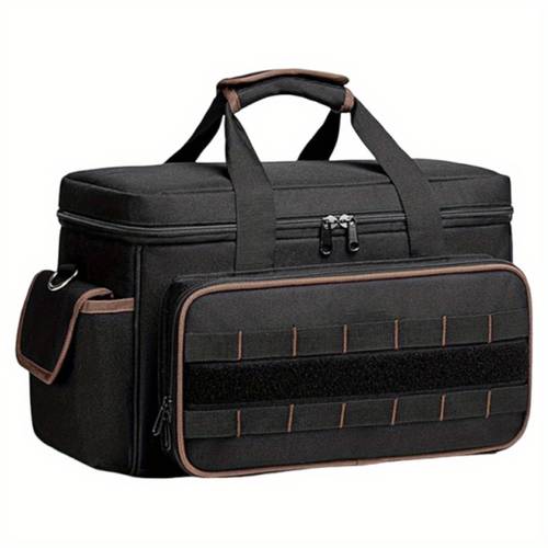 43,18 cm Große Schwerlast-Werkzeugtasche Organizer mit 20- , Robuster Konstruktion in & Stabilen Reißverschlüssen-Schwere Material (Langlebiges schwarzes Äußeres geräumiges ) - Ergonomischer Griff u. Schultertrage für Werkstatt-, Garagen,