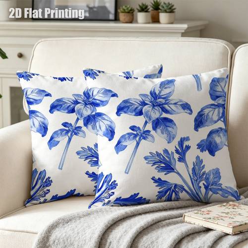 item picture 2pcs bohemian botanical cushion covers suitable for room farmhouse bedroom herb foliage pillowcases with zipper closure dutch text compatible for modern decor nature themed for new no insert 2d flat