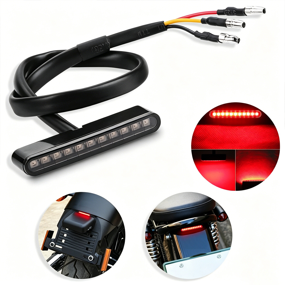 TEMU Mini Led Motorcycle Tail Light Rear Running Stop Light Lamp For Scooter Atv For Cafe Racer For Bobber For For Kawasaki, Without Battery
