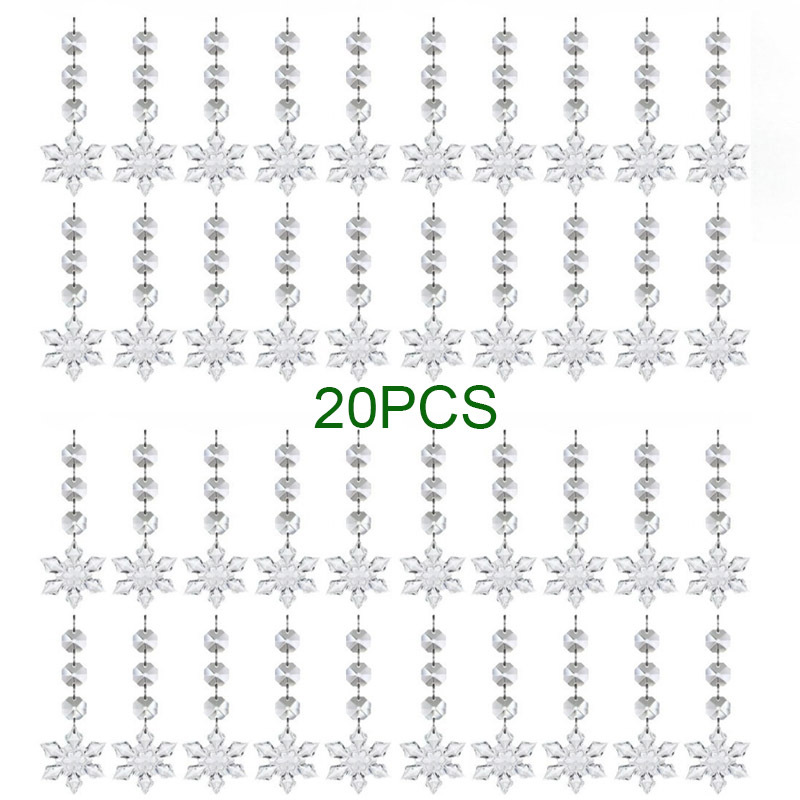 TEMU 2d Flat, 20pcs (20pcs) Diy Snowflake Ornaments Suitable For Christmas Decorations, Acrylic Hanging Pendants With Hooks, Multi-holiday Decor For