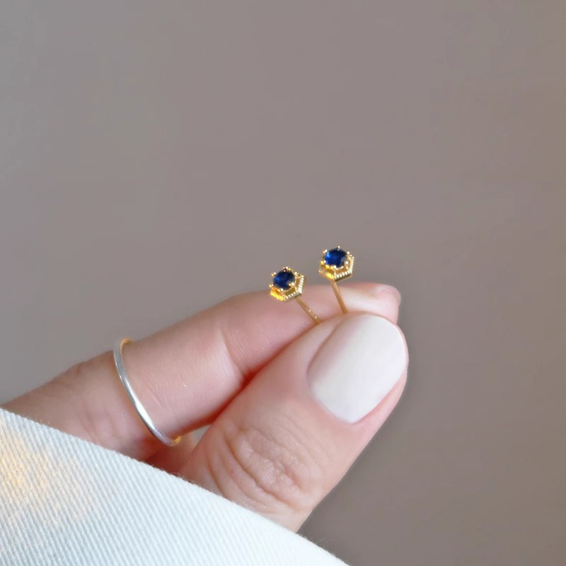 E-shop Paar Retro Elegante Blaue Strass-Geometrische Stecker, Weiblich und Stilvolles Minimalistisches Alltags-Trendgeschenk