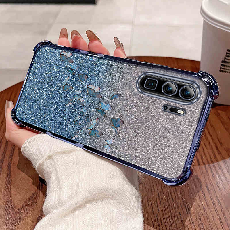 TEMU Phone Case - Glitter Shiny Transparent Plating Cute Black Cat Phone Case For Anti-knock Shockproof Back Cover