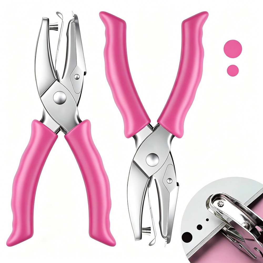 TEMU Set van 2 perforators, diameter 1/4" en 1/8" enkelgaats perforator, met roze zachte greep, voor thuis, kantoor en studie, geschikt voor diverse