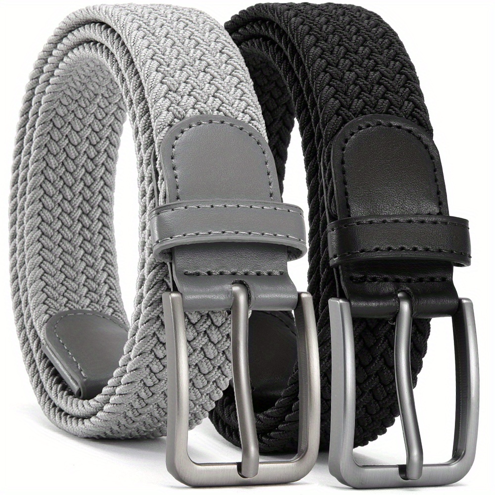 2pcs mens braided elastic stretch belt casual woven - Temu display picture 3
