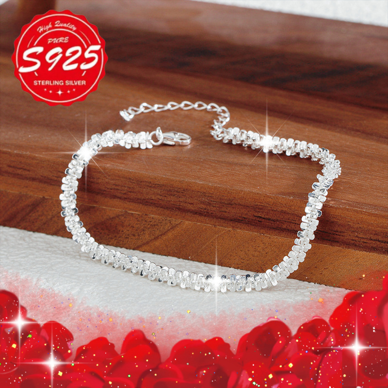 Sparkling 925 Sterling Silver Starry Bracelet, Lightweight