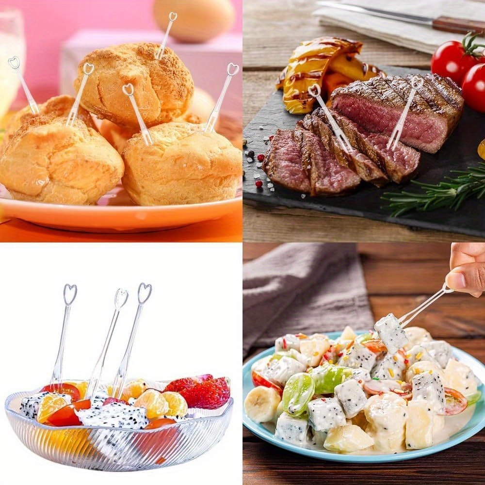 a set of 100 clear plastic mini forks ideal for appetizers desserts and wine     serving fruit cake and other party items party tableware transparent forks durable plastic forks for party