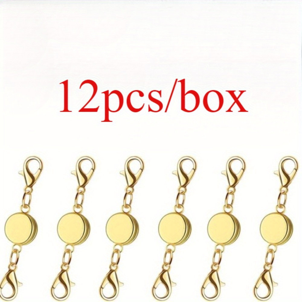 Image of 12pcs/box Flat Round Necklace Clasp Magnetic Snap Closure Bracelet Jewelry Magnet Clasp With Lobster Link Connector