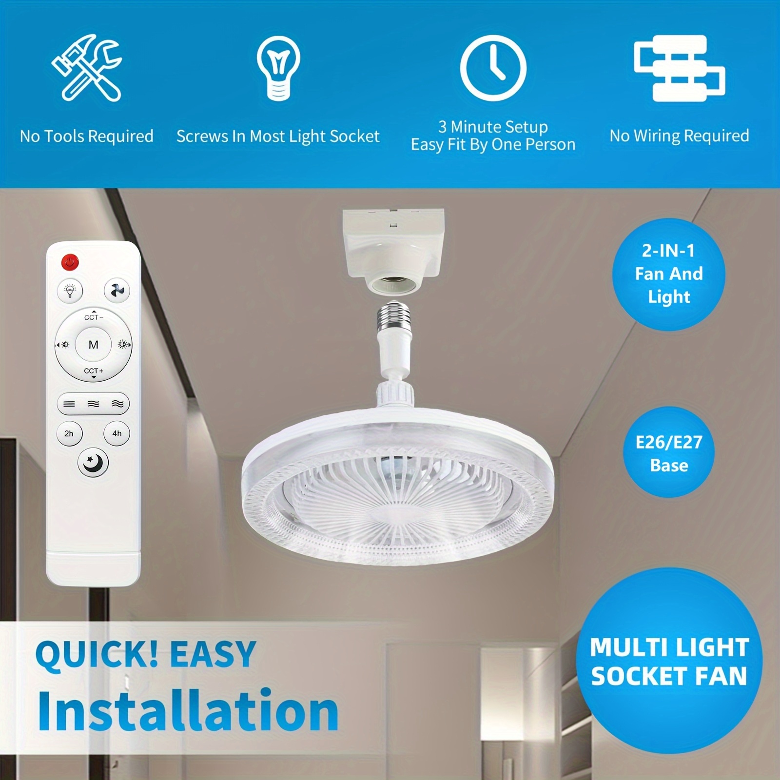 26cm modern fan light with remote - enclosed low , , strong swimming-like wind, 3-speed fan & dimmable led lighting (white/warm/cool daylight), timer function, e26/e27 base - hardwired for bathroom, bedroom, kitchen - voltage 85-265v, bedroom cooling, contemporary fixture, motor, interior designers Product details 2
