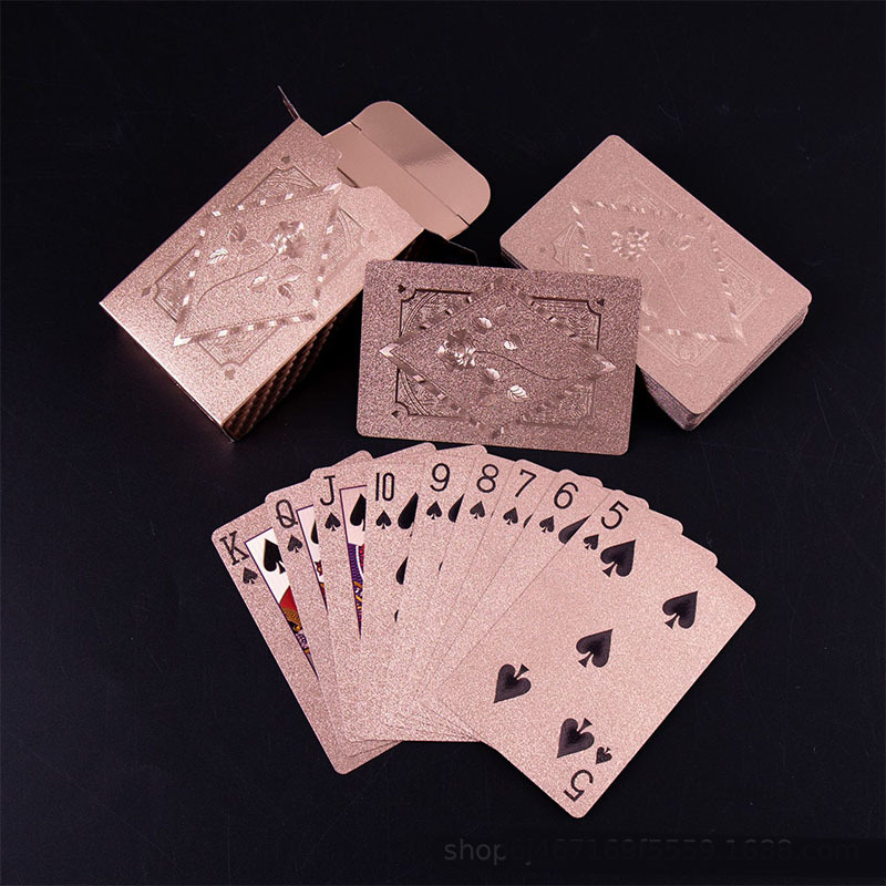 Image of Stylish Rose Golden Playing Cards That Are And Durable, Perfect For Travel And Creative Gifting. Feature Frosted End, Making Them Ideal For Outdoor Fun, Gifts For , Entertainment