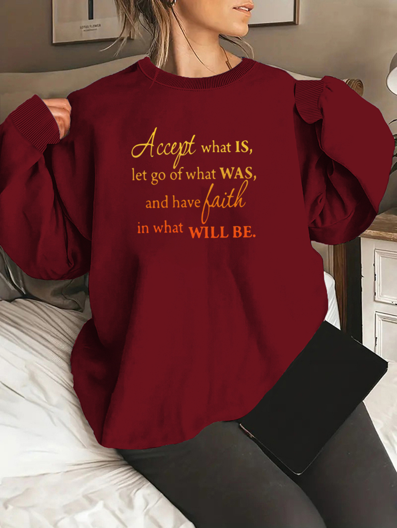women's inspirational quote sweater polyester 100% neck Temu Germany