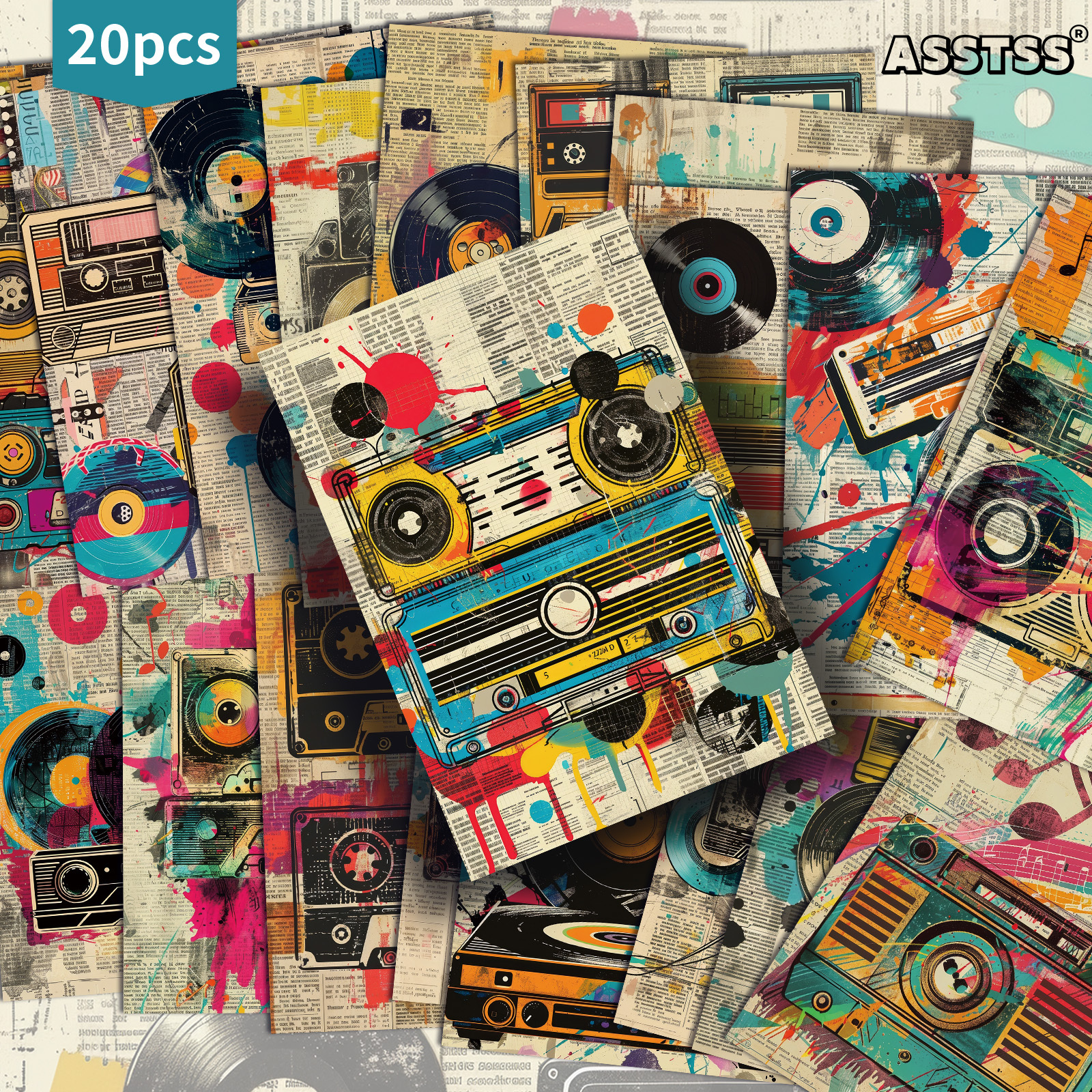 TEMU Set Of 20 Assorted Vintage Music-themed Postcards Measuring 4x6 Inches, Perfect For Retro Junk Journals. Collectible Decorative Cards Feature