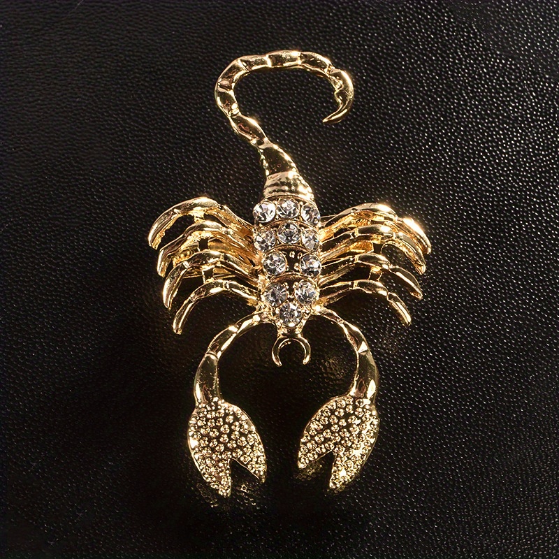 Scorpio Brooch - Golden Scorpio Badge, Astrological Jewelry Universe Chic And Everyday Luxury Decor