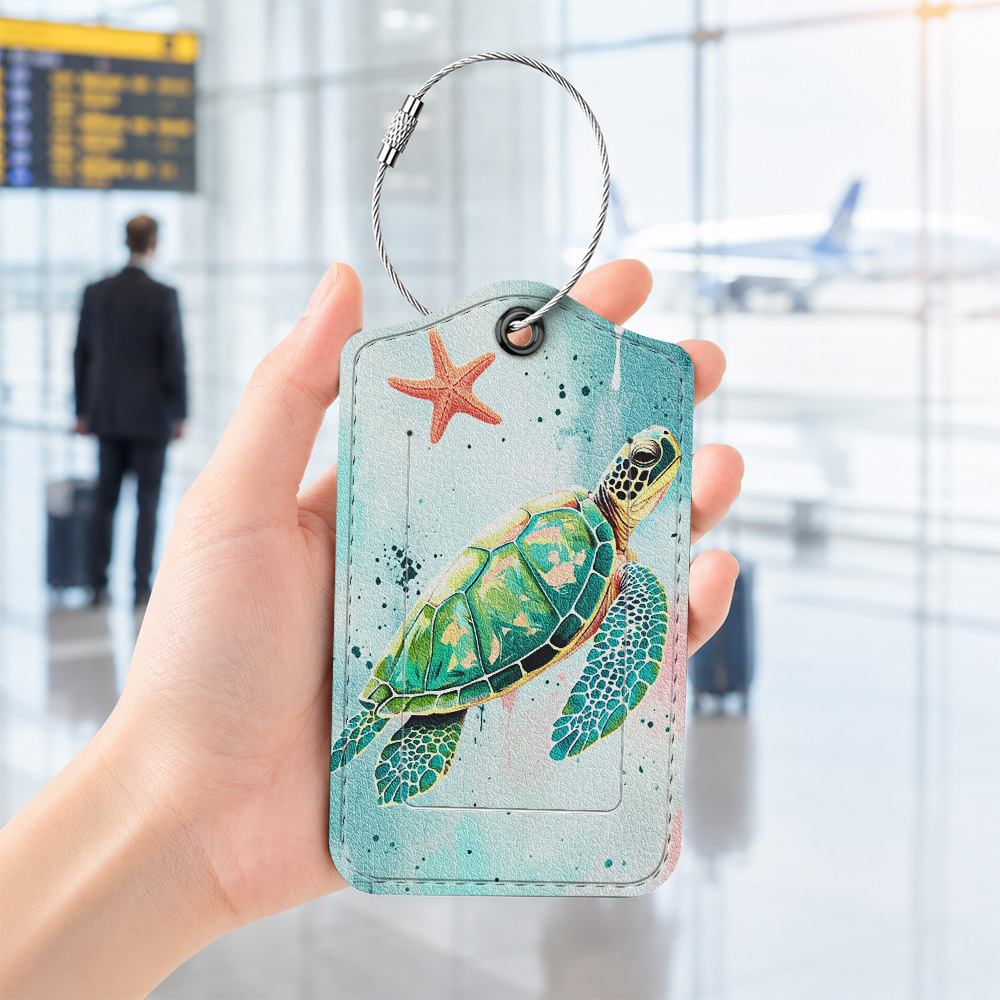 TEMU 1 Luggage Tag, From Durable Pu With A Stainless Steel Loop And A Privacy-protected Card Slot. It Features A Design For Easy Identification, With
