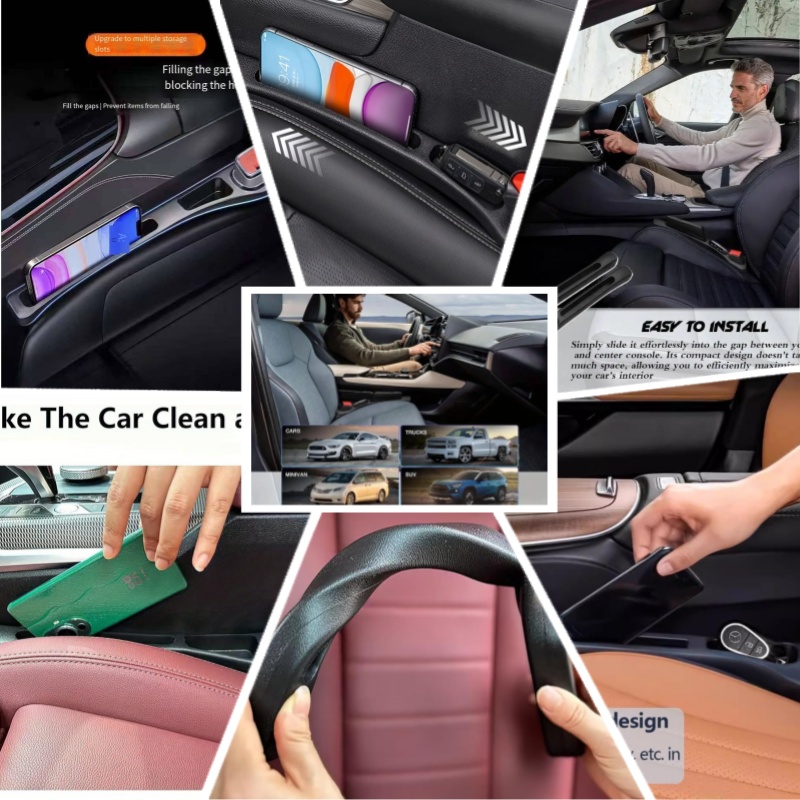 2 car seat   storage boxes dust proof air conditioning   and storage adjustable   filling decorative strip suitable for console and door sill   applicable for most suvs and trucks no drilling required Product details 0