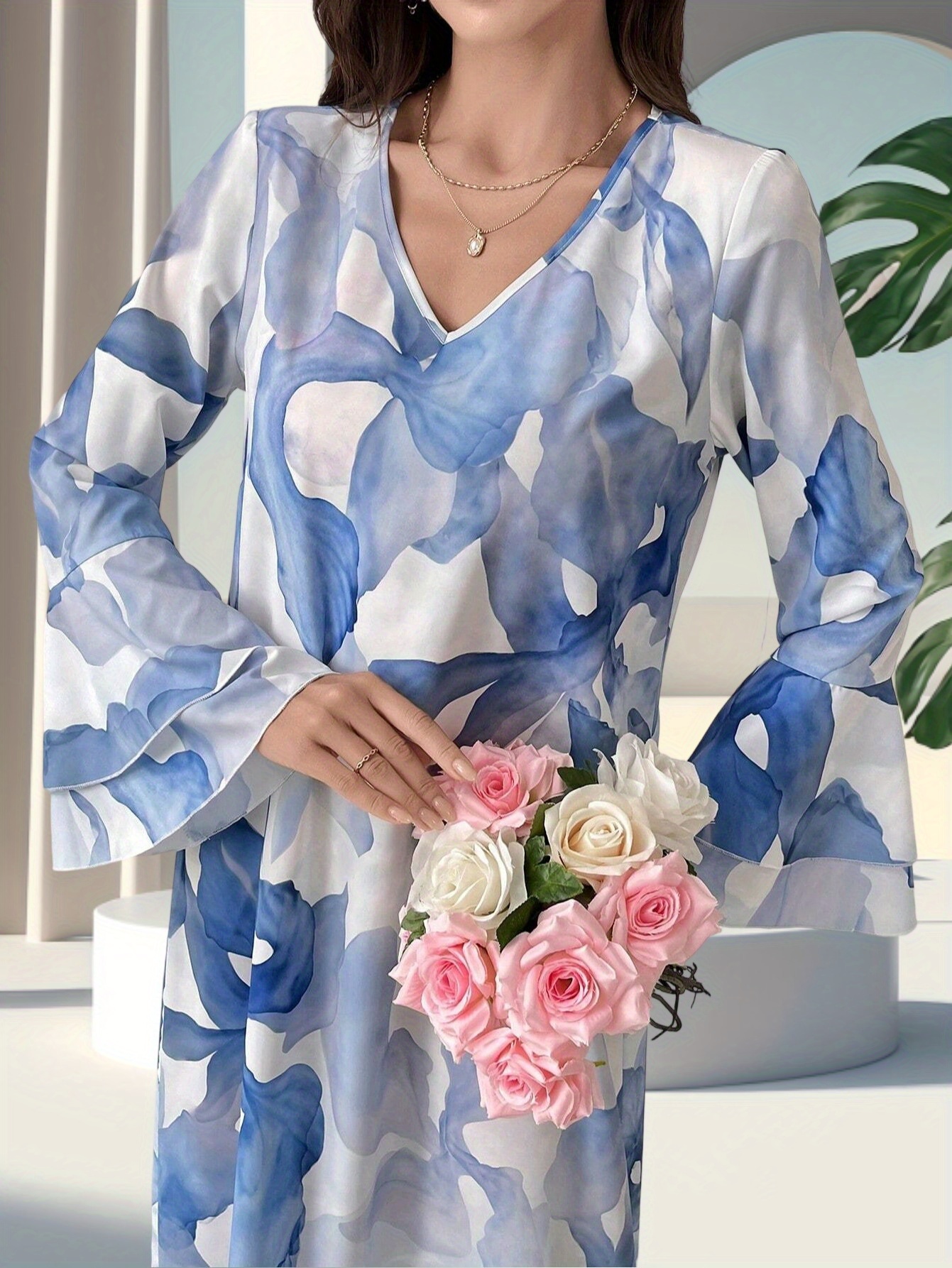 zd021136 womens middle eastern inspired floral print bell Temu