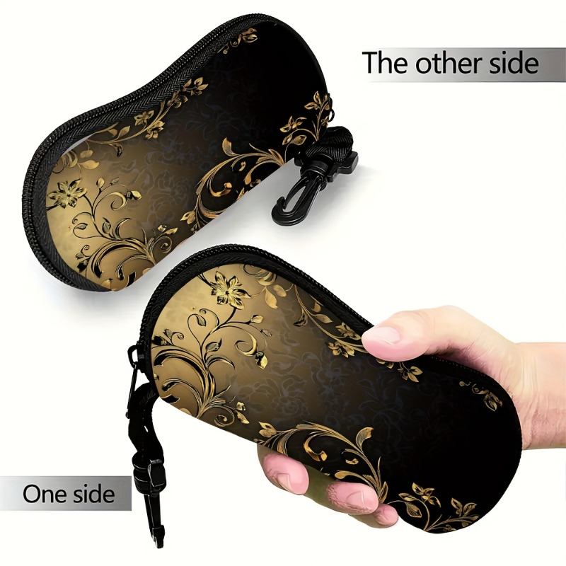 1pc single size elegant brocade glasses   phone use bag luxurious black   pattern glasses storage box smartphone storage bag durable glasses case