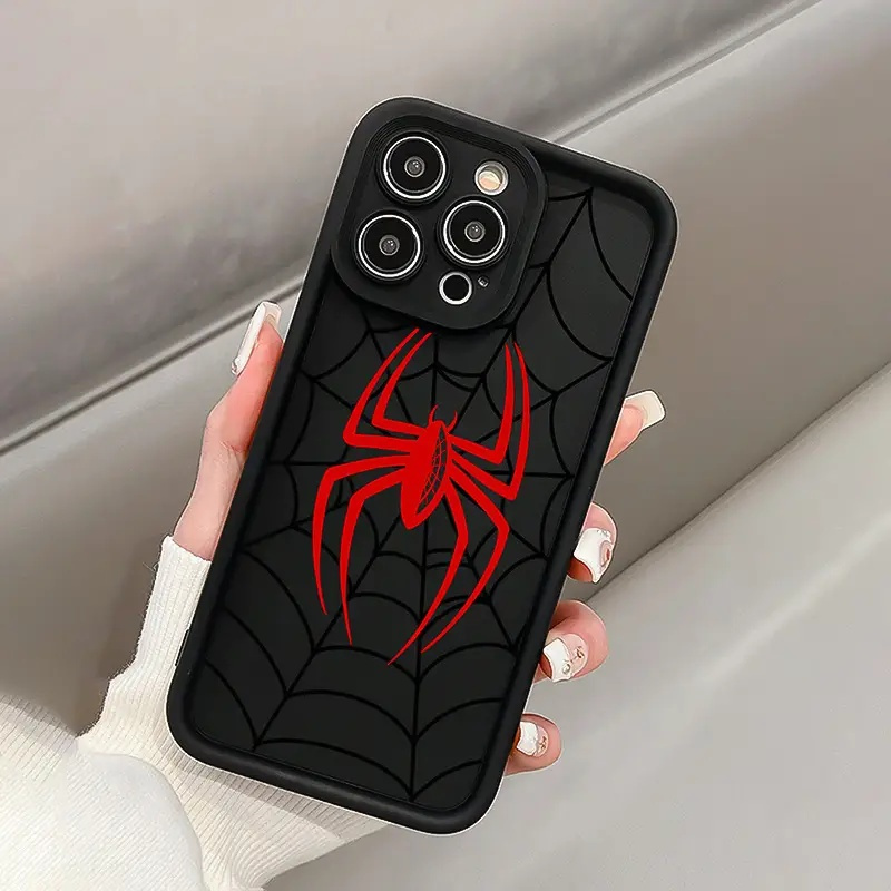 Phone case: C1102 Black High * Red Spider Pattern Phone Case, Compatible  with iPhone 15 Pro Max/14 Plus/13 Pro Max/12/11/7/7P/IX/XR/XS Max