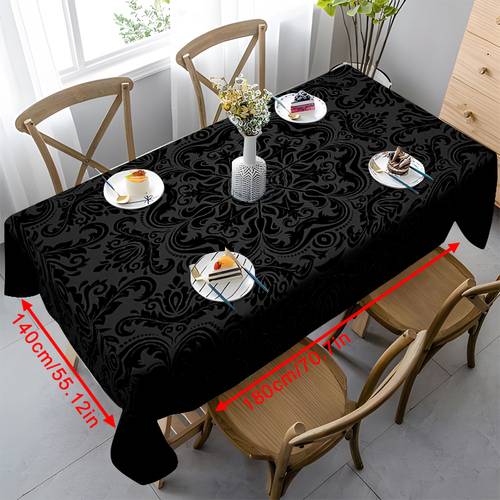 the product features a of colors soft and stylish design machine an elegant black luxurious damask pattern polyester tablecloth upscale european vintage decor suitable for dining tables meetings birthdays