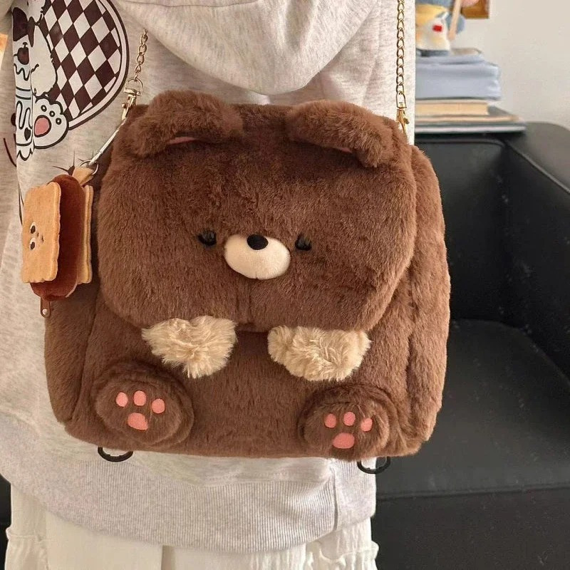 Vintage 1998 Plush Teddy Bear Backpack Kawaii Kawaii Pink Teddy Bear Plush Stuffed Animal Backpack Purse  main image 3