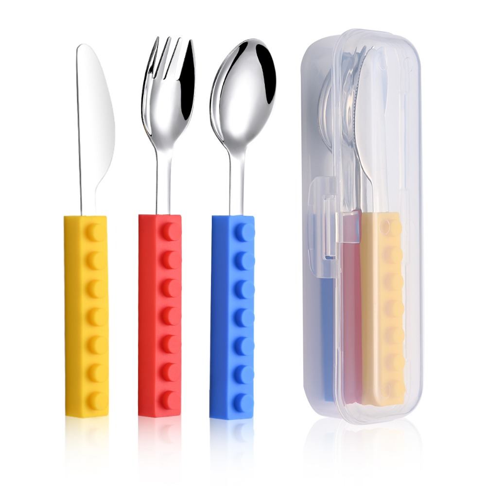 TEMU Creative Knife, Fork, And Spoon Set In Building Block Style, Suitable For Travel, Camping, Picnicking, Fun Tableware, , Home Reusable Fork And