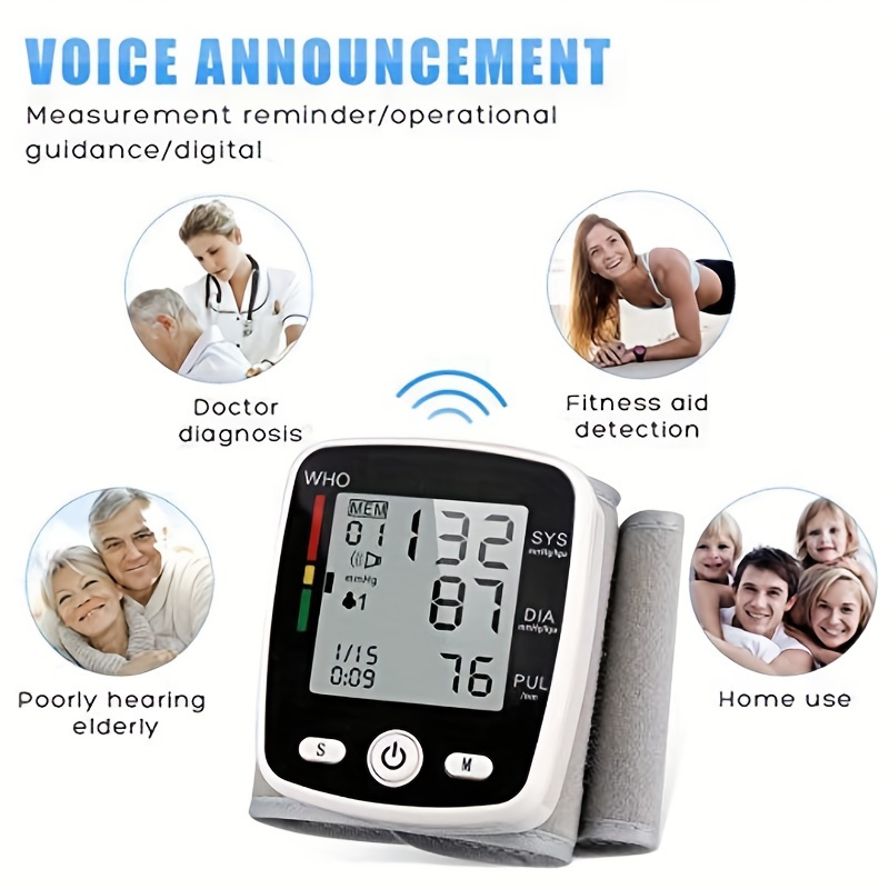   rechargeable   wrist blood pressure cuff monitor with usb charging automatic digital bp machine voice broadcast large display screen built in rechargeable lithium battery Product details 5