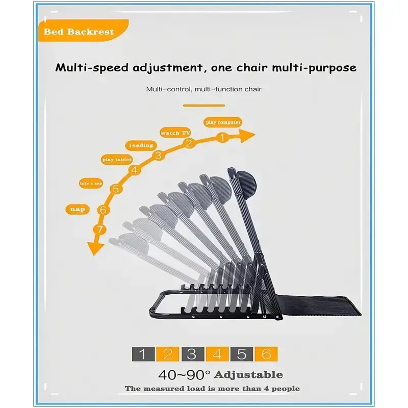 heavy duty adjustable outdoor camping backrest portable foldable 6 position multi for camping reading gaming travel and home use no details 2