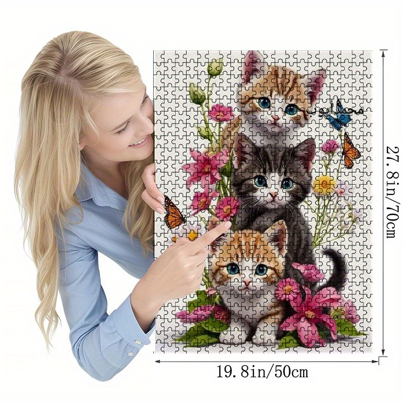 1000    featuring a cute kitten and floral   high quality scratch resistant suitable for   families and puzzle enthusiasts a decorative gift for home with floral accents 1000 