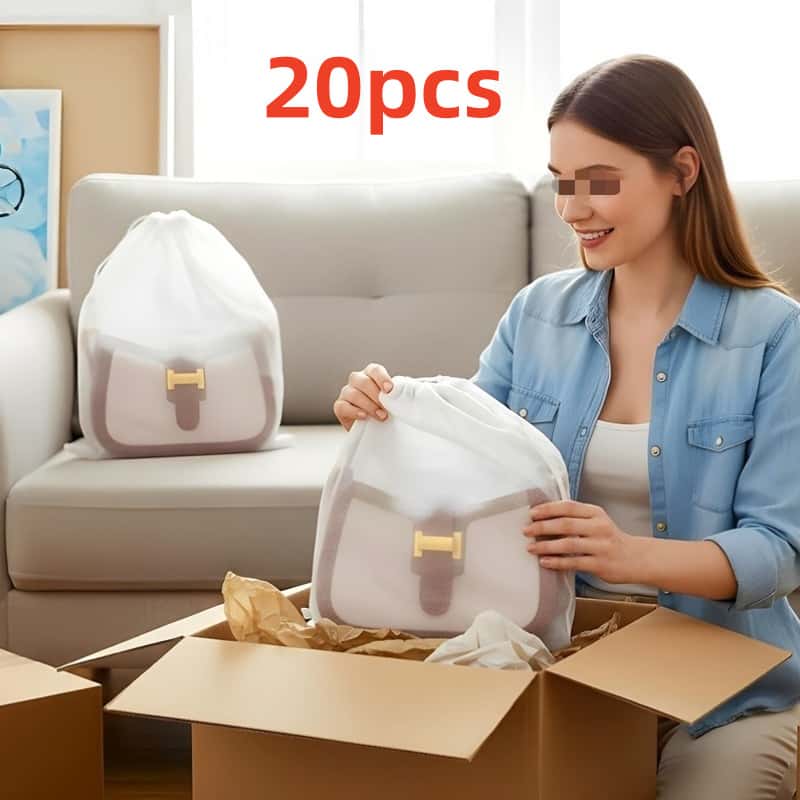 TEMU 20pcs Drawstring Storage Bags, Made Of 30g Thickened Non-woven Fabric, Breathable, Sturdy And Dustproof. Multi-use For Handbags, Clothes, Shoes,