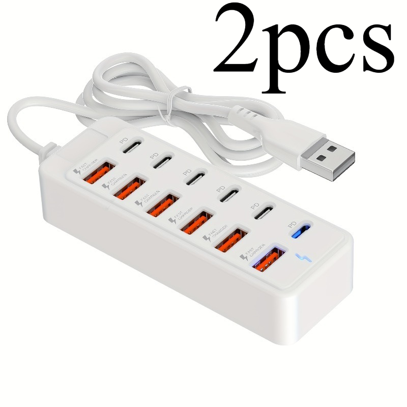 TEMU -port Usb Fast Charging Stations, With Each Port Of Up To 25w. 6 Type-c Pd Interfaces + 6 Usb-a Interfaces. It Can Charge Laptops, Tablets And