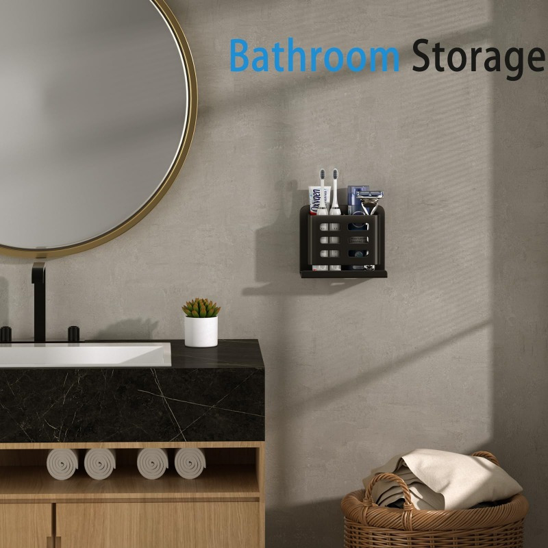 Gray Wall-Mounted Storage Rack for Bathroom Sink, Multifunctional Organizer for Combs, Toothbrushes, And Razors