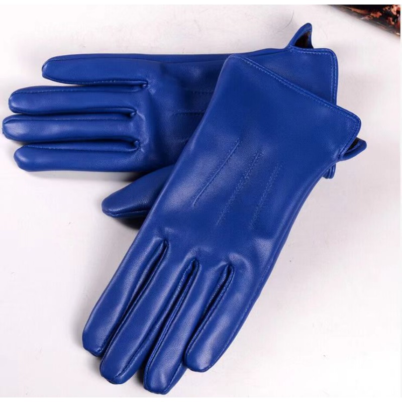 TEMU Women's Winter Leather Gloves In A New Style, Made From Genuine Sheepskin And Lambskin