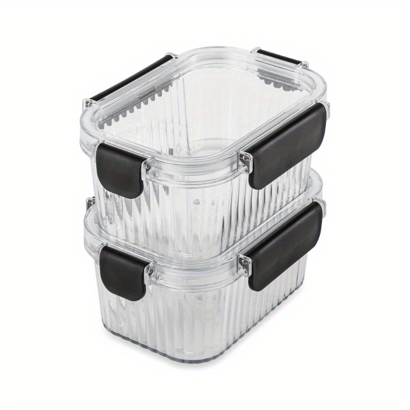 2pcs clear glass food storage containers with black handles airtight microwave safe   cakes   and more stackable design for easy organization cake storage stackable containers   closure cake storage containers Product details 0