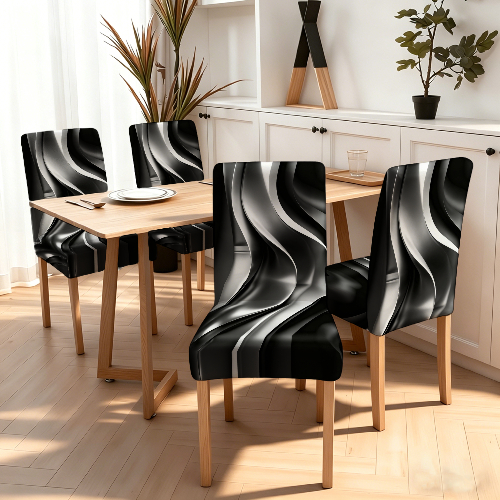 TEMU Modern Print All-inclusive Elastic Dining Chair Cover. It Can Fully Wrap And Conceal Old Marks. Machine Washable And Easy To Clean. Suitable For