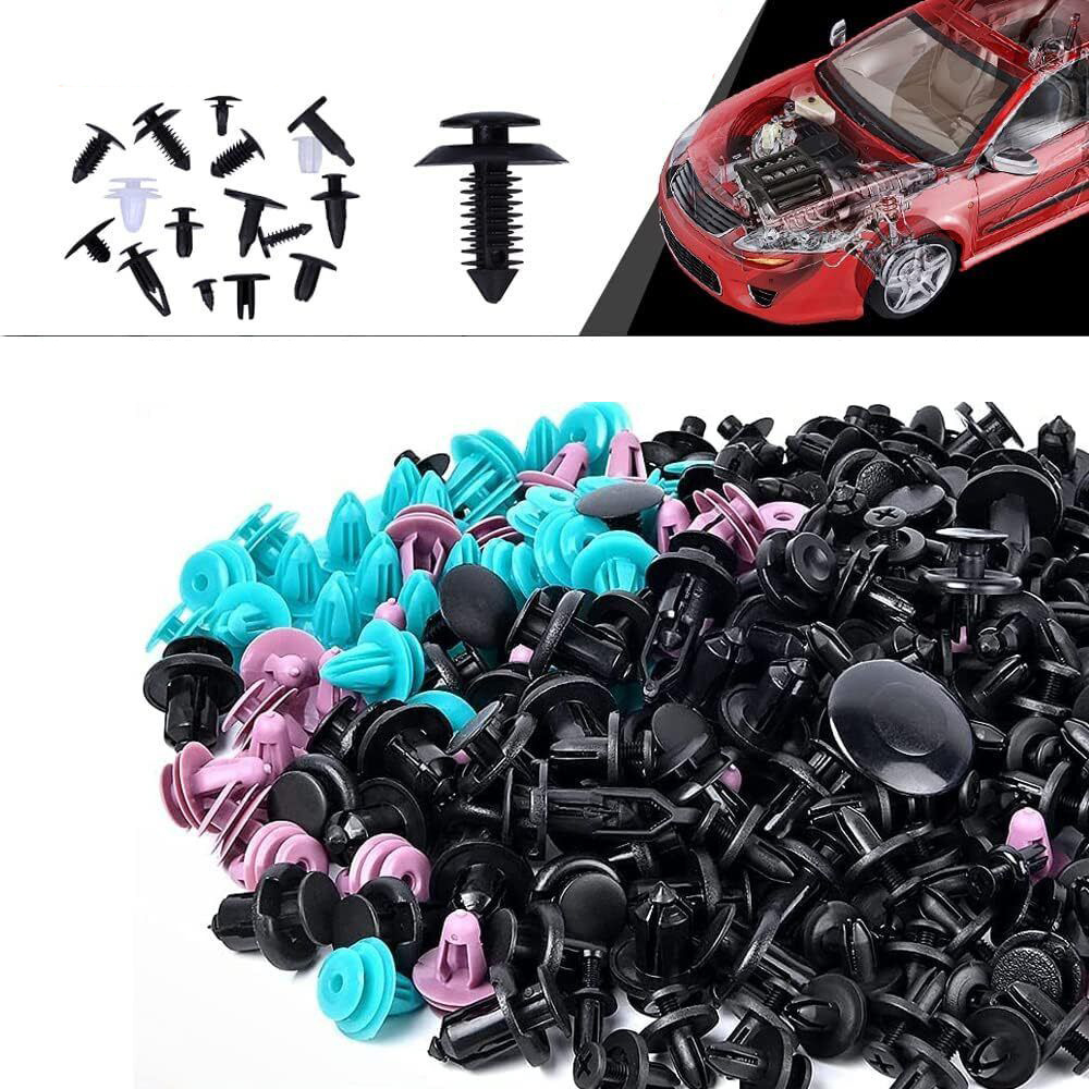 Image of 725pcs Car Plastic Fastener Clips Assortment Kit, Bumper Door Panel Push Retainer Pins Rivets Set With Removal Tool, Universal Nylon Auto Body Rivet Fasteners For Trim Decorative Molding